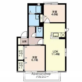 CEST LA VIE日南B【2階】の間取り