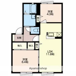 VANTAGE A・B棟【Aー102号室】の間取り