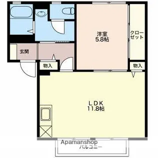 ハイネス21B【2階】の間取り