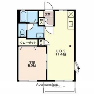 ラフォーレMINE B【1階】の間取り