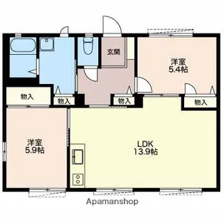 アムール芝田A【102号室】の間取り