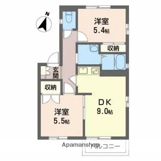 ウッディベルB【1階】の間取り