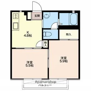 ラフィーネ和 D棟【105号室】の間取り