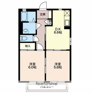 2DKの間取り画像