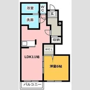 カサ・フローレス【2階】の間取り