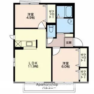 グラシア城西A【1階】の間取り