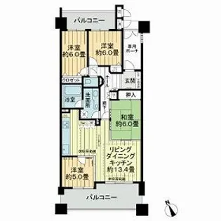 ライオンズシティ四日市【14階】の間取り