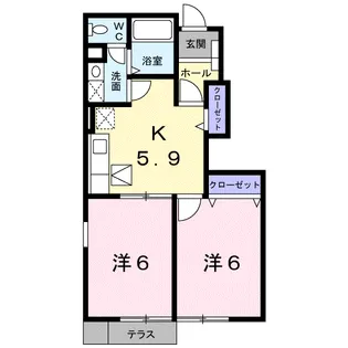 クルーセ B【1階】の間取り