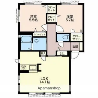 グリーンハウスLATTE【2階】の間取り