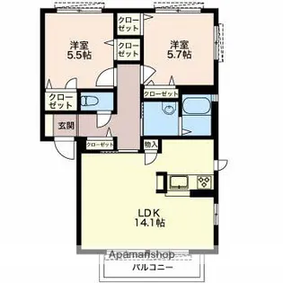 グリーンハウスLATTE【B202号室】の間取り