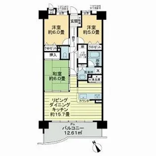 ライオンズマンション四日市【5階】の間取り