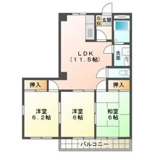 メゾンソルジェンテ【3階】の間取り