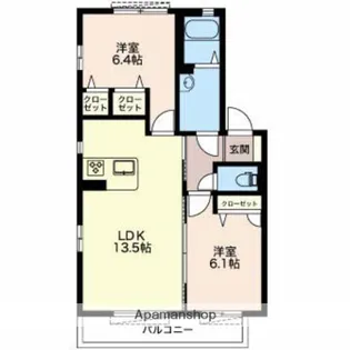 ナディア長折【A202号室】の間取り