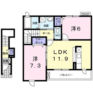 メゾン花水木 Ⅱ【2階】の間取り