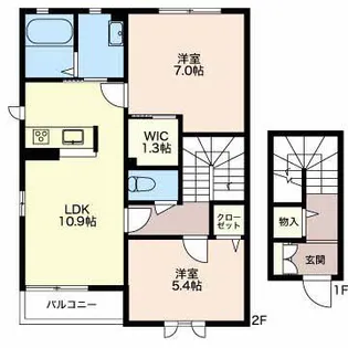 GRUNES【A202号室】の間取り