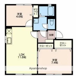 シャトル新田【B103号室】の間取り