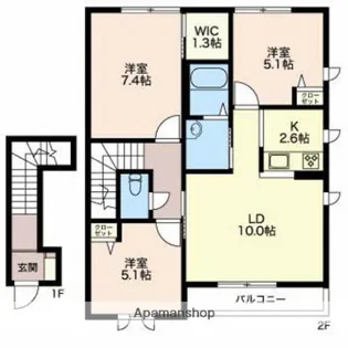 クレストⅡ【2階】の間取り