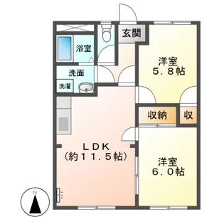 グランパスSHIROTA A棟【00101号室】の間取り