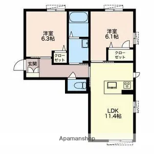 ベレオ江場【1階】の間取り