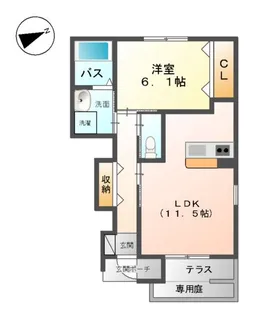 ユニヴァリィI・S【1階】の間取り