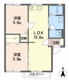 ラフォーレMINE A【2階】の間取り