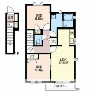 雪月花6番館【2階】の間取り