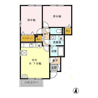 2DKの間取り画像