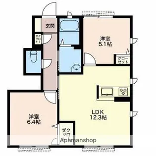 レガール北野【B102号室】の間取り