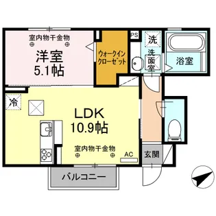 コージーコート朝日【1階】の間取り