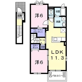 クローバー B【2階】の間取り