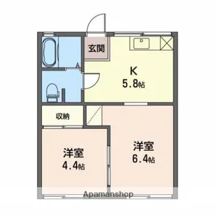 サニーハイツ服部【B号室】の間取り