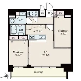 2LDKの間取り画像