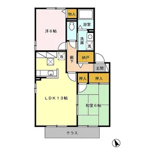 ル・アンソレイエ【1階】の間取り