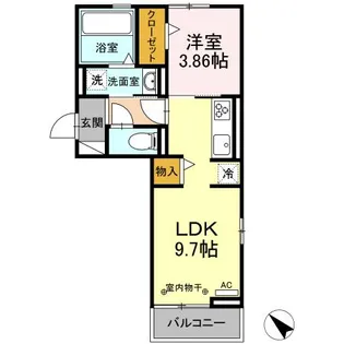 ディーシャンブル西富田B【3階】の間取り