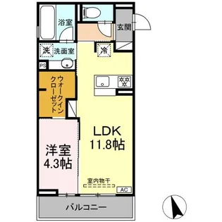 DーCHAMBRE矢田磧【3階】の間取り
