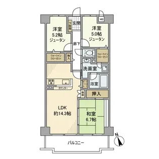 ベルカーサ富洲原【8階】の間取り