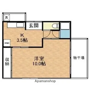 山本貸家【西-2号室】の間取り