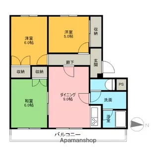 シャトルムツミ【305号室】の間取り