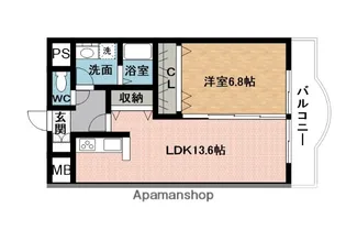 レジデンシャル・金剛 1LDK【4階】の間取り