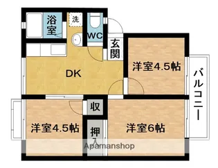 耕田ハイツB【1階】の間取り