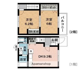 メゾネットハウスハニー10【1階】の間取り