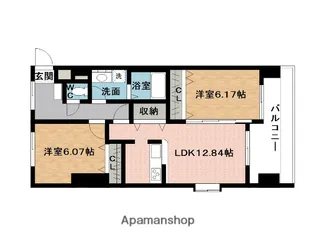 レジデンシャル・金剛<2LDK>【3階】の間取り