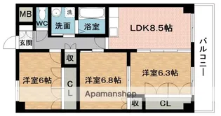 フレアグレイス【3階】の間取り