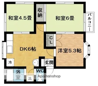 ハイツソレイユB棟【1階】の間取り