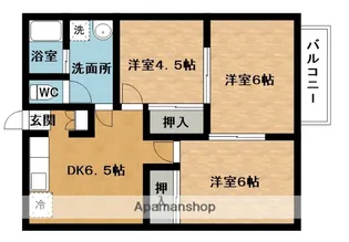 ハイツカレントD【2階】の間取り