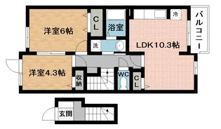 ベルポスト・ドゥーエ【2階】の間取り