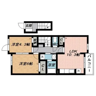 ベルポスト・ドゥーエ【2階】の間取り