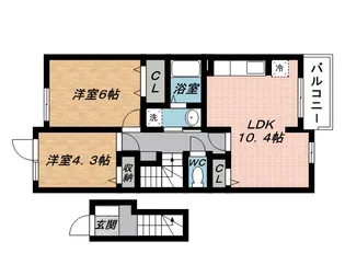 カーサ・プリートB【2階】の間取り