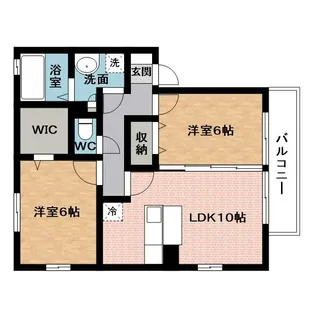 ソシア ヴィルヌーヴ ドゥ B【1階】の間取り