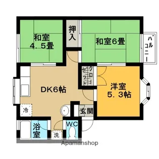 ハイツソレイユB棟【1階】の間取り